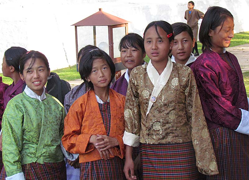 Girls at Punakha Palace