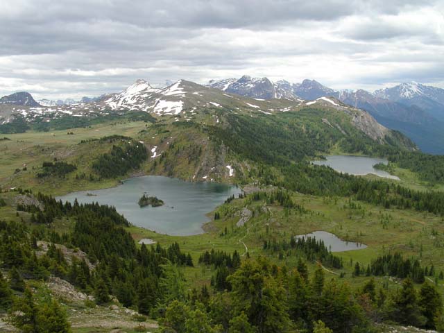 View of multiple lakes