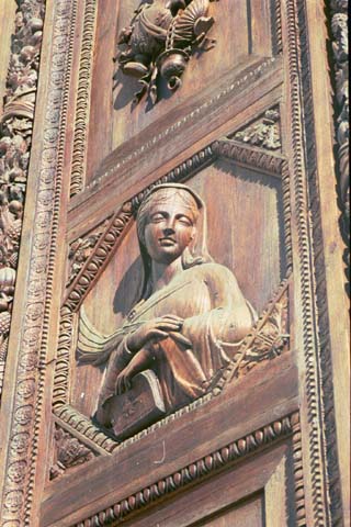Wood carving on Santa Croce entry door