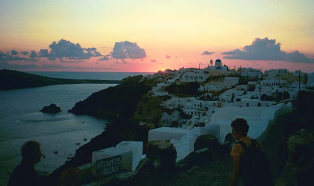 Sunset over the town of Oia