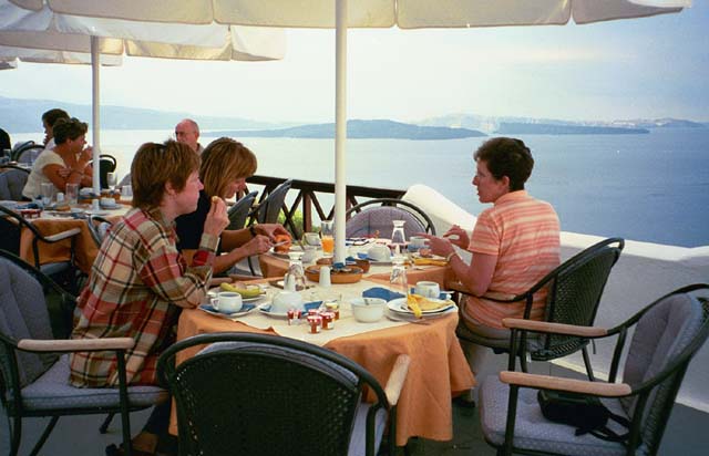 Eating breakfast at Atlantis Villas Hotel