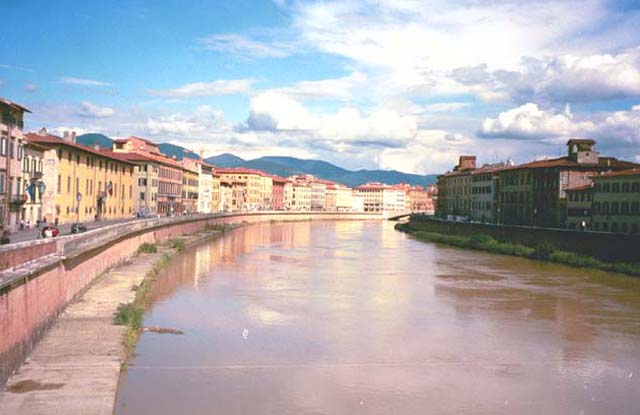 City of Pisa and the Arno River