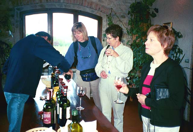 Leslie, Freda, Rosie tasting wine