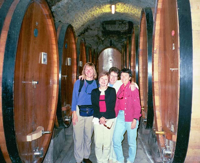 Inside a wine cellar