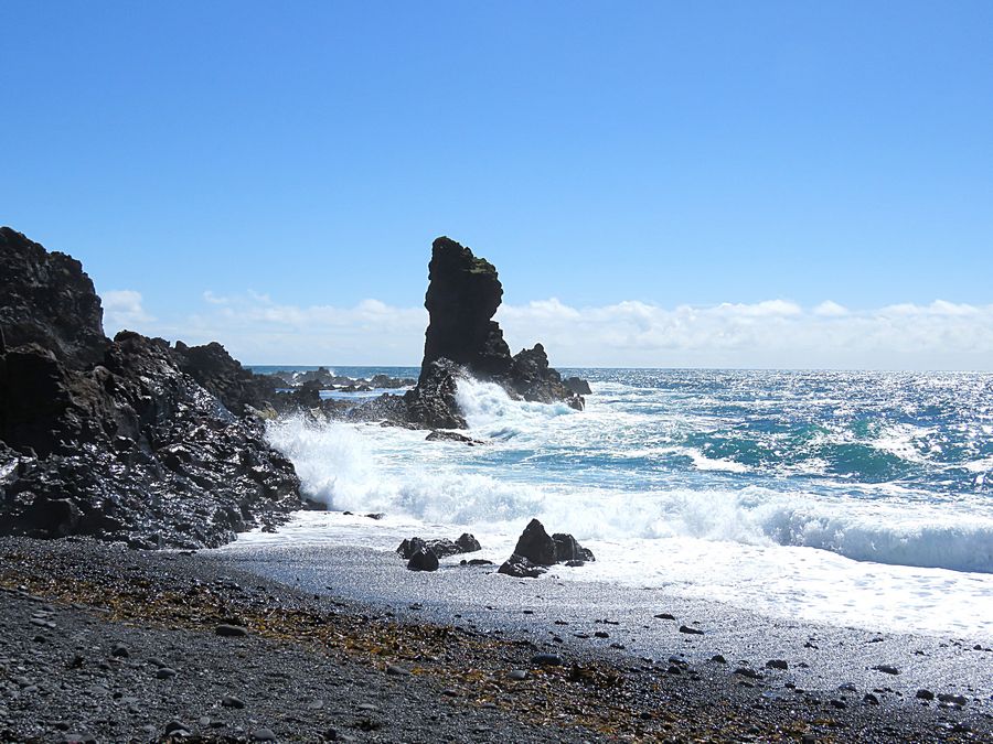 black sand beach