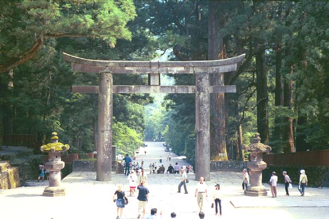 Entrance gate (torii) to Toshogu Shrine in Nikko